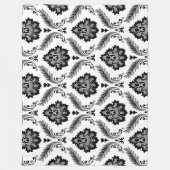 Rococo-Damaskmuster Grau Schwarz Weiß Fleecedecke (Vorderseite)
