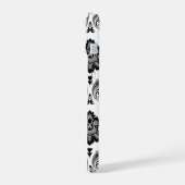 Rococo-Damaskmuster Grau Schwarz Weiß iPhone 15 Hülle (Linke Seite)