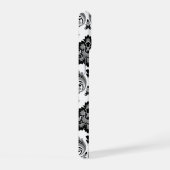 Rococo-Damaskmuster Grau Schwarz Weiß iPhone 15 Hülle (Rechte Seite)