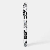 Rococo-Damaskmuster Grau Schwarz Weiß iPhone 16 Hülle (Linke Seite)