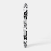 Rococo-Damaskmuster Grau Schwarz Weiß iPhone 16 Hülle (Rechte Seite)