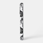 Rococo-Damaskmuster Grau Schwarz Weiß iPhone 16 Hülle (Linke Seite)