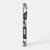 Rococo-Damaskmuster Grau Schwarz Weiß iPhone 16 Hülle (Rechte Seite)