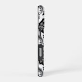Rococo-Damaskmuster Grau Schwarz Weiß iPhone Hülle (Rechte Seite)