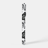 Rococo-Damaskmuster Grau Schwarz Weiß iPhone Hülle (Rechte Seite)