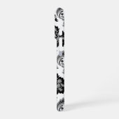 Rococo-Damaskmuster Grau Schwarz Weiß iPhone Hülle (Linke Seite)