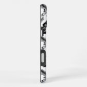 Rococo-Damaskmuster Grau Schwarz Weiß iPhone Hülle (Rechte Seite)