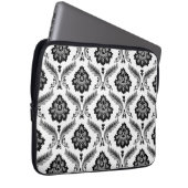 Rococo-Damaskmuster Grau Schwarz Weiß Laptopschutzhülle (Vorne Rechts)