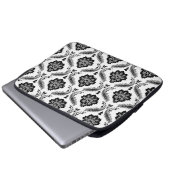 Rococo-Damaskmuster Grau Schwarz Weiß Laptopschutzhülle (Vorne Knopf)