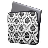 Rococo-Damaskmuster Grau Schwarz Weiß Laptopschutzhülle (Vorderseite Links)