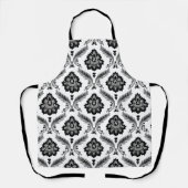 Rococo-Damaskmuster Grau Schwarz Weiß Schürze (Vorderseite)