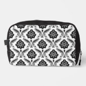 Rococo-Damaskmuster Grau Schwarz Weiß Waschbeutel (Vorderseite)