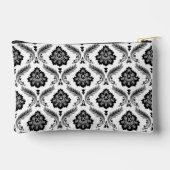 Rococo-Damaskmuster Grau Schwarz Weiß Zubehörtasche (Rückseite)
