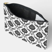 Rococo-Damaskmuster Grau Schwarz Weiß Zubehörtasche (Offen)