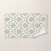 Rococo-Damaskmuster Grün auf Creme Badhandtuch Set (Handtuch)