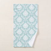 Rococo-Damaskmuster Weiß auf Enteneiblau Badhandtuch Set (Handtuch)