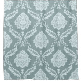 Rococo-Damaskus Großes Muster Enteneiblau + Türkis Duschvorhang (Vorderseite)