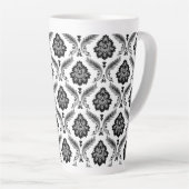 Rococo-Damaskusmuster Grau Schwarz Weiß Milchtasse (Rechte Ecke)