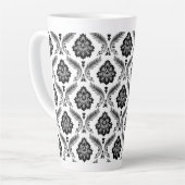 Rococo-Damaskusmuster Grau Schwarz Weiß Milchtasse (Linke Ecke)
