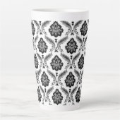 Rococo-Damaskusmuster Grau Schwarz Weiß Milchtasse (Vorderseite)
