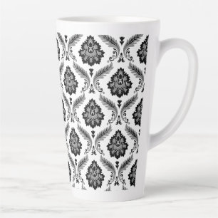 Rococo-Damaskusmuster Grau Schwarz Weiß Milchtasse