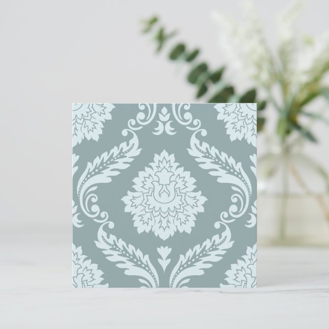 Rococo Damast großes Muster Enteneiblau+Türkis (Stehend Vorderseite)