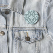 Rococo Damast großes Muster Enteneiblau+Türkis Button (Beispiel)
