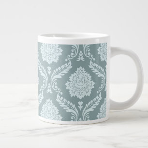 Rococo Damast großes Muster Enteneiblau+Türkis Jumbo-Tasse