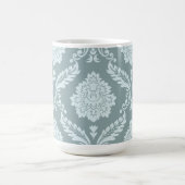 Rococo Damast großes Muster Enteneiblau+Türkis Kaffeetasse (Mittel)
