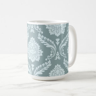 Rococo Damast großes Muster Enteneiblau+Türkis Kaffeetasse
