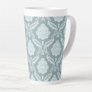 Rococo Damast Großes Muster Enteneiblau+Türkis Milchtasse