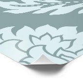 Rococo Damast großes Muster Enteneiblau+Türkis Poster (Ecke)