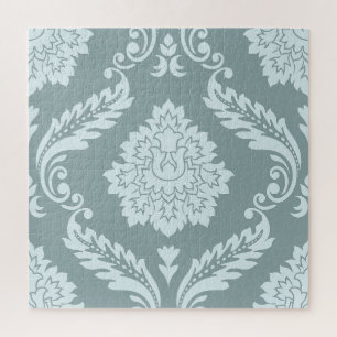 Rococo Damast großes Muster Enteneiblau+Türkis Puzzle