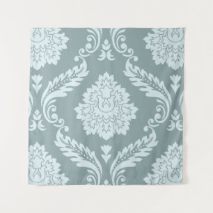 Rococo Damast großes Muster Enteneiblau+Türkis Wandteppich