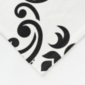 Rococo Damast großes Muster Schwarz auf Weiß Fleecedecke (Ecke)