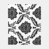Rococo Damast großes versetztes Muster Schwarz auf Fleecedecke (Vorderseite)