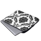 Rococo Damast großes versetztes Muster Schwarz auf Laptopschutzhülle (Vorne Knopf)