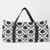 Rococo Damast Wdh Muster Schwarz auf Weiß Duffle Bag (Vorderseite)