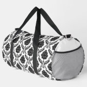Rococo Damast Wdh Muster Schwarz auf Weiß Duffle Bag (Rechte Ecke)