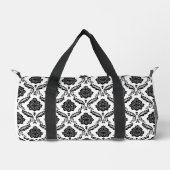 Rococo Damast Wdh Muster Schwarz auf Weiß Duffle Bag (Vorderseite)