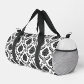 Rococo Damast Wdh Muster Schwarz auf Weiß Duffle Bag (Rechte Ecke)