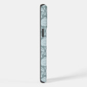 Rococo Damast-Wiederholungsmuster Entengrün+Türkis iPhone Hülle (Rechte Seite)