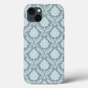 Rococo Damast-Wiederholungsmuster Entengrüne-Blau+ Case-Mate iPhone Hülle