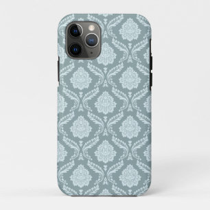 Rococo Damast-Wiederholungsmuster Entengrüne Blaut Case-Mate iPhone Hülle