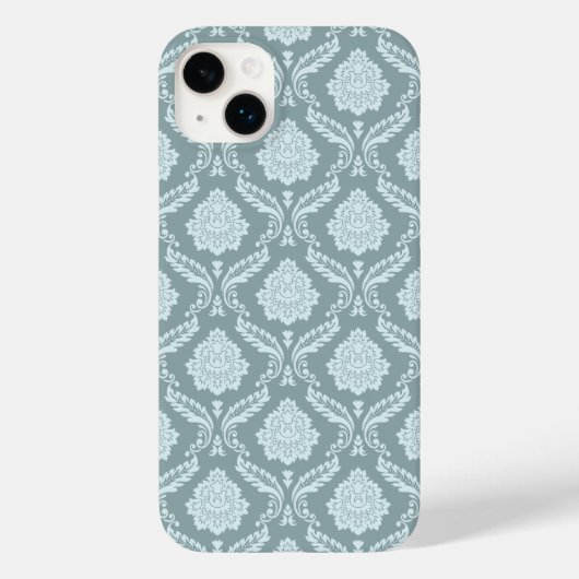 Rococo Damast-Wiederholungsmuster Entengrüne+Türki Case-Mate iPhone Hülle (Rückseite)