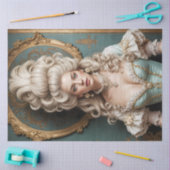 Rococo Duchess in Teal and Gold Decoupage Paper Seidenpapier (Basteln)