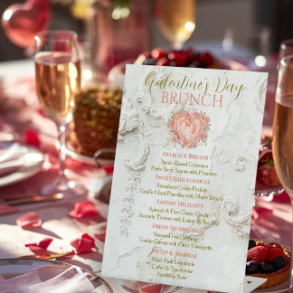 Rococo Floral Heart Galentine Brunch Tea Menu Sockelschild