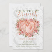Rococo Floral Heart Galentine’s Brunch Garden Einladung (Vorderseite)