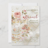 Rococo Floral Tea Galentine Brunch Soft Pastels Einladung (Vorderseite)