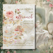 Rococo Floral Tea Galentine Brunch Soft Pastels Einladung